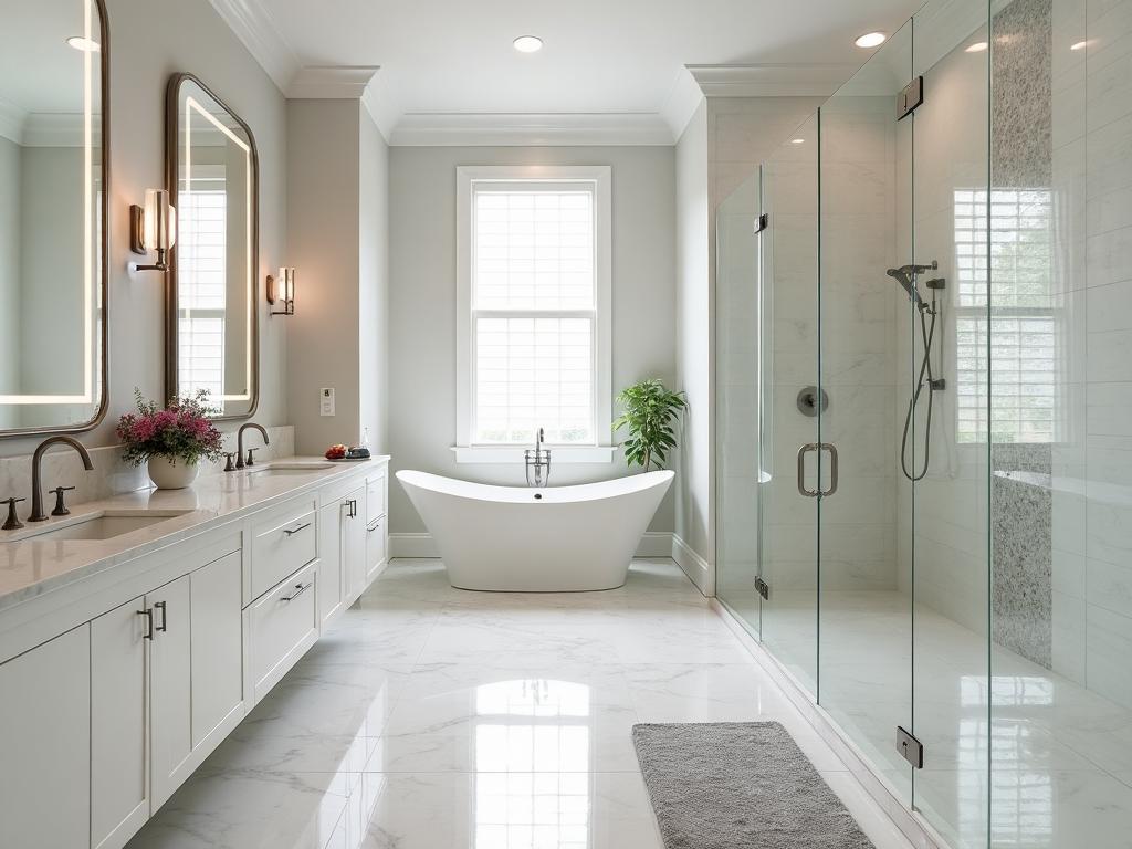 Luxury bathroom renovation with walk-in shower