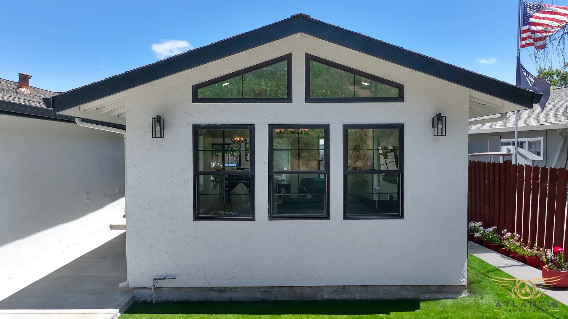 Room addition exterior showing seamless architectural integration